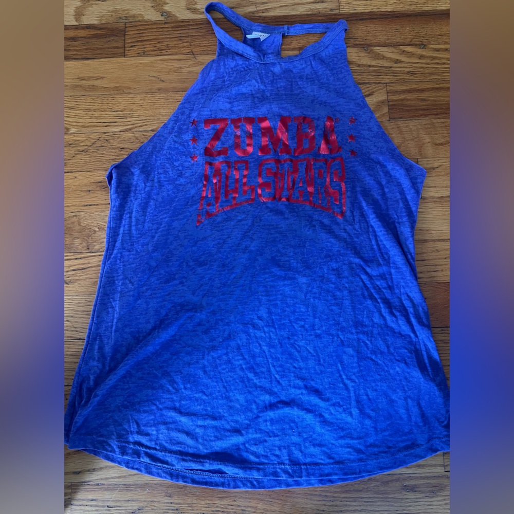 Zumba Fitness Royal Blue Tank with Bold Red Graphic